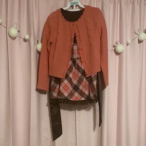 Bonnie Jean Coral and Brown Kids Matching Set